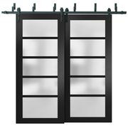 Sartodoors Barn Bypass Interior Door, 84" x 80", Black QUADRO4002BBB-BLK-84